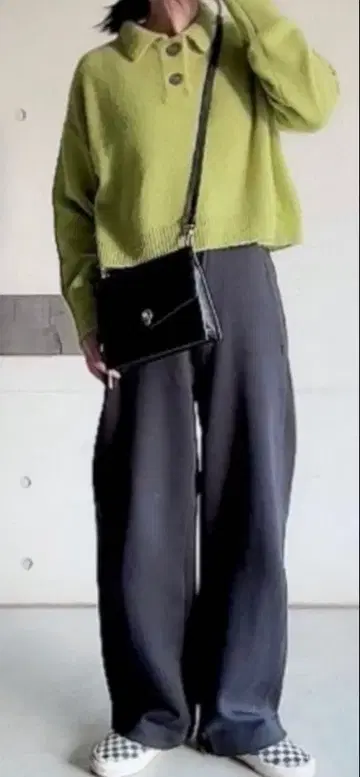 유니클로 U 와이드 핏 커브 저지 팬츠 블랙