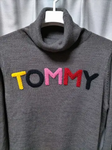 타미힐피거골프 니트 터틀넥 그레이 울 혼방