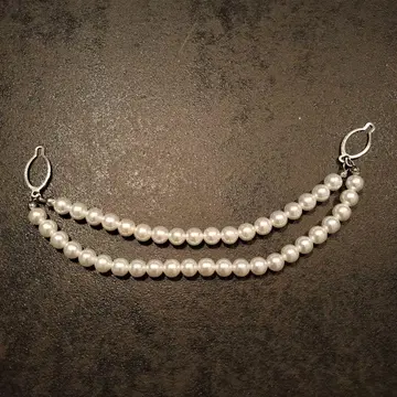 화이트 펄풍 이중 스트랜드 목걸이