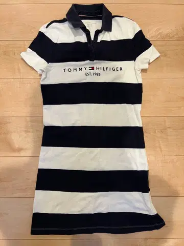 TOMMY HILFIGER 스트라이프 피케 셔츠 XS/S 네이비/화이트