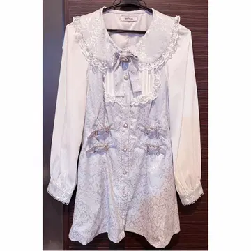 Ank Rouge 콤비네존풍 자카드 OP 셋업 스카이블루