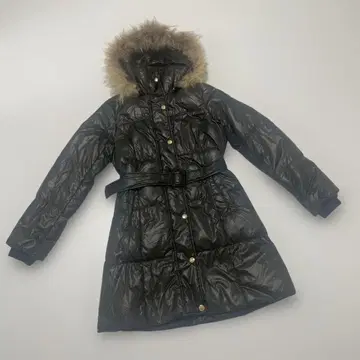 퍼 달린 후드 블랙 다운 자켓