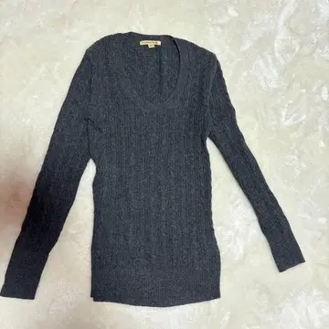 유니클로 다크 그레이 리브 니트 양모 레이온 캐시미어 M