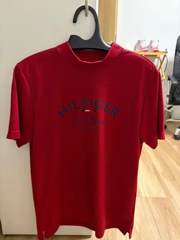 타미힐피거 남성용 빨간색 모크넥 L