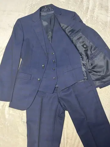 정장 셀렉트 3피스 셋업 네이비 체크 수트 Y4