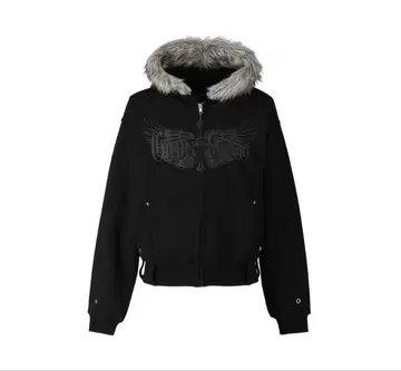 sevns fur zip up hoodie who28 black
