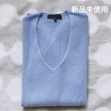 새상품*iCB 라이트 블루 캐시미어 혼방 V넥 스웨터