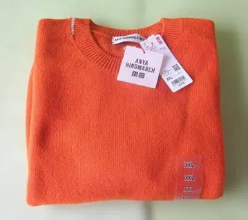유니클로 안야 힌드마치 라무 스웨터 XXL 오렌지 큰 사이즈 새상품