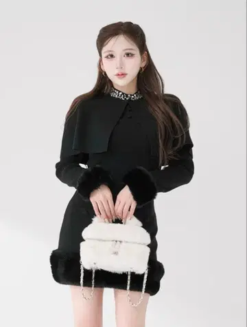 비쥬 케이프 니트 미니 원피스 Darich 다리치 블랙 블랙 FL