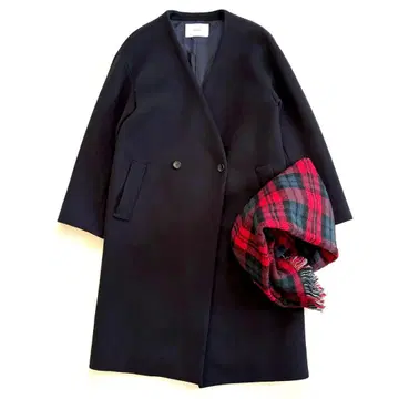 새상품급 FRAMeWORK 프레임워크 V넥 W코트 네이비