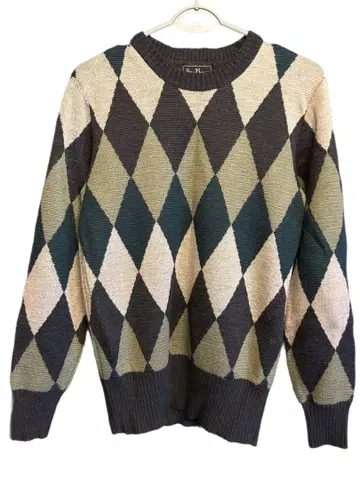 Dry Bones 다이아 무늬 니트 스웨터 S 피프티즈 로카빌리