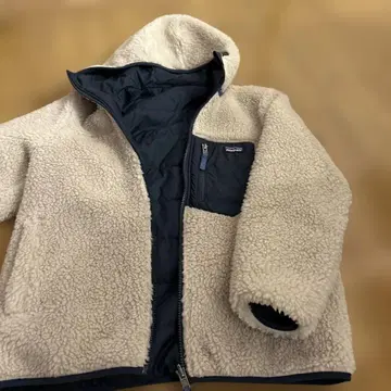 파타고니아 키즈XL 플리스 자켓 베이지/네이비