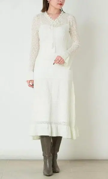 snidel 화이트 레이스 롱 원피스