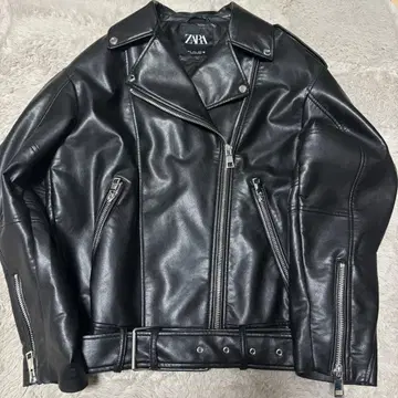 [ 자라 ] ZARA 인조 가죽 가죽 자켓 블랙 M 사이즈
