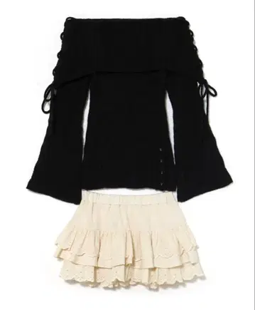 andmary Corrie lace knit set up black