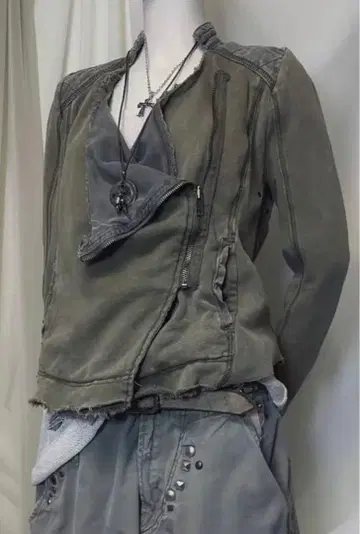 faithtokyo 디자인 집업 자켓 라이더스 밀리터리