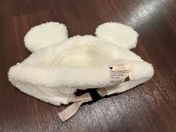 디즈니 귀 달린 플리스 모자 화이트