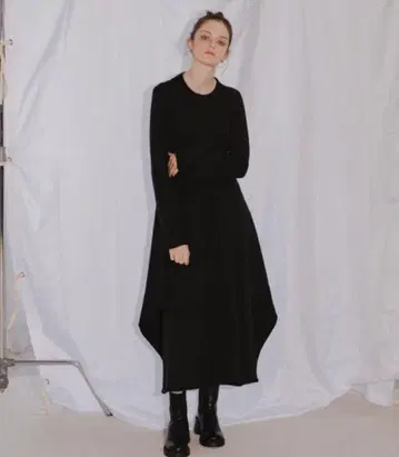 PINUE 피누에 리브헴 니트 원피스 블랙 M 롱