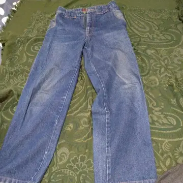 구제! 데님 블루 스트레이트 레그 청바지