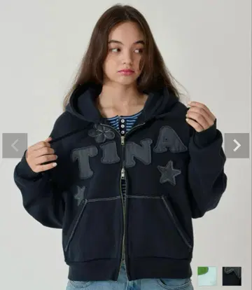 TINA:JOJUN 속기모 로고 패치워크 후디