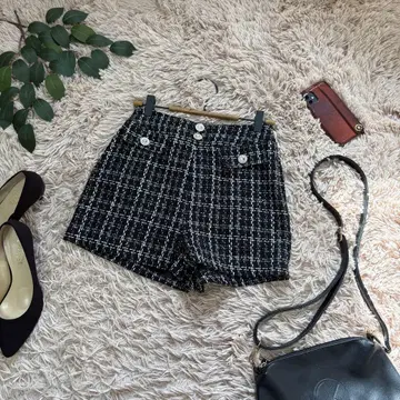 6801 그레일 트위드 숏팬츠 [ M ] 블랙/체크/큐빅