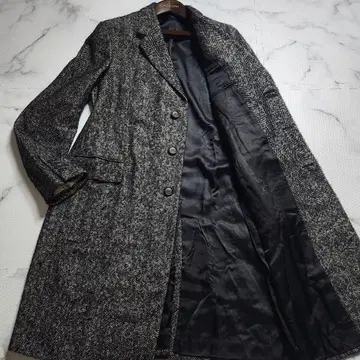 XXL 상당 dunhill 최근 모델 체스터 코트 헤링본 캐시미어