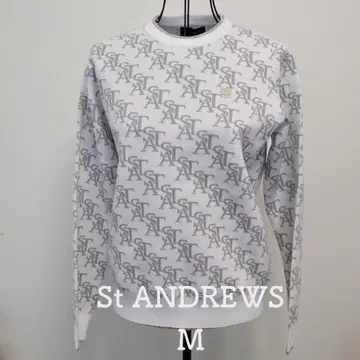세인트 앤드류스 크루넥 화이트 계열 올 패턴 니트 스웨터 M