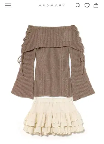 andmary Corrie 레이스 니트 세트업 모카