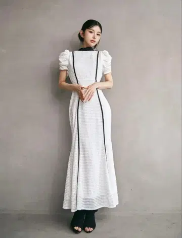 Darich 코튼 레이스 백리본 롱 원피스