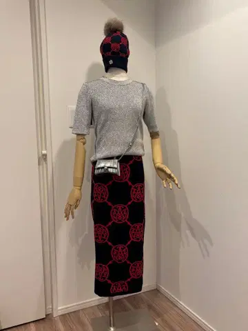 앙코키누 니트 스커트 & 니트 모자 세트 모노그램