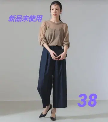 미사용 새상품 Demi-Luxe BEAMS 크롭 와이드 팬츠 M 블랙