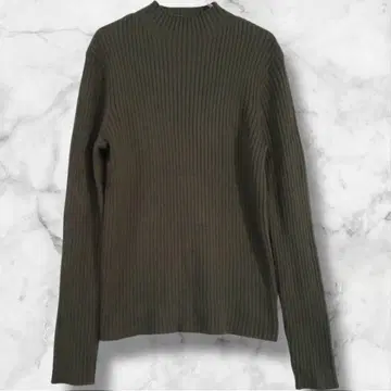 S0062 지유 리브 하이넥 니트 긴팔 올리브 그린색 오피스 캐주얼