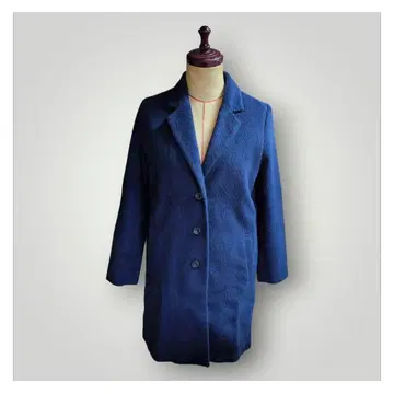 하이픈월드 갤러리 롱 코트 네이비 싱글 버튼