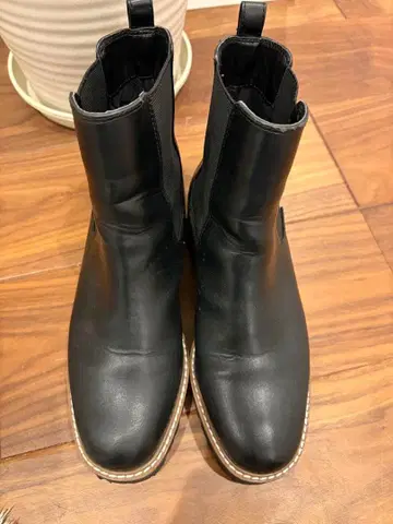 블랙 사이드 고어 부츠 합성 피혁