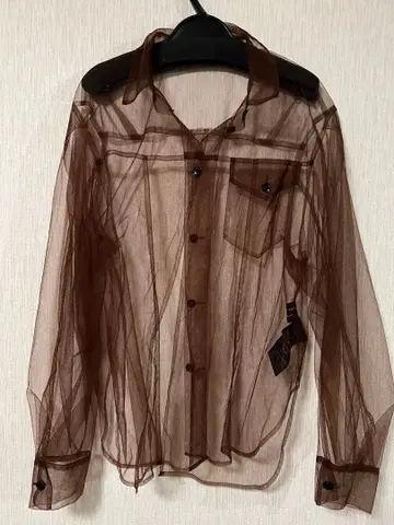 브라운 시스루 긴팔 셔츠 UNITEDTOKYO