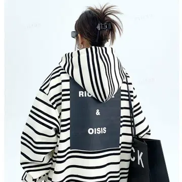 스트라이프 패턴 후드티