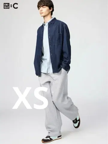 유니클로C 맨투맨 와이드 팬츠 그레이 XS