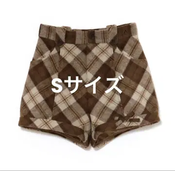 andmary Ribbon check mini pants beige