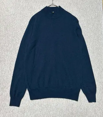 UNIQLO 캐시미어 100% 니트 남성용 XL 네이비 하이넥