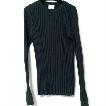 120% cashmere 블랙 리브 스웨터