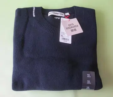 유니클로 아냐 프리미엄 라무 크루넥 스웨터 XL 네이비 새상품