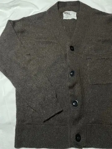 새상품급 MHL. 니트 가디건 포켓 리브 루즈핏 브라운