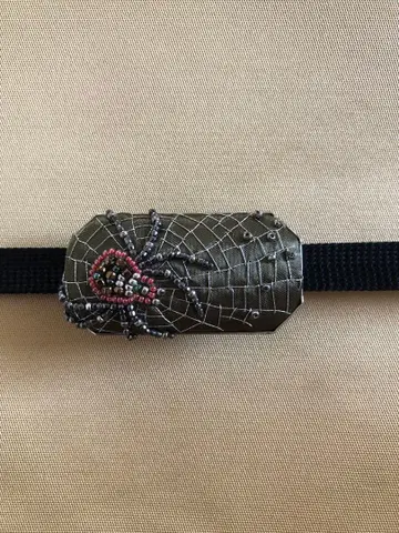 비즈 자수 오비 고정 띠 거미줄 모티브