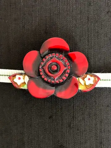 앤티크 오비 고정 띠 사랑스러운 꽃 모티브