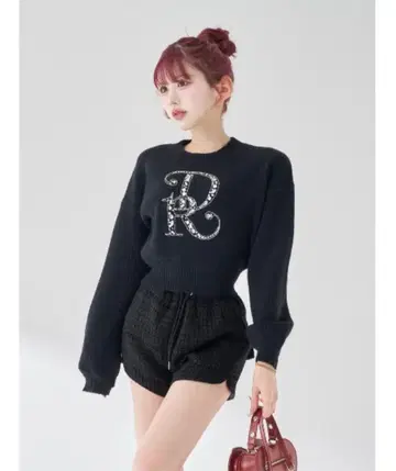 darich 다리치 DR 비쥬 볼륨 리브 니트탑 블랙