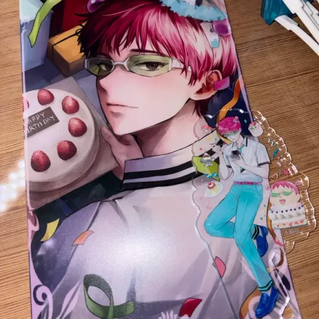 사이키쿠스오의재난 사이쿠스 생일카페 럭드 1 2등 배너 아크릴스탠드