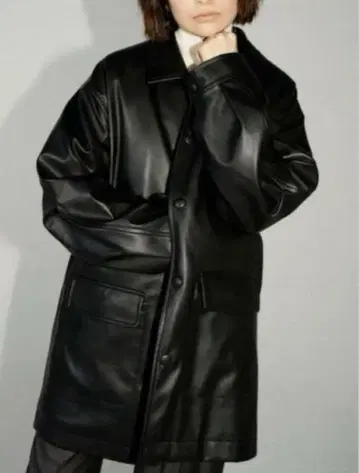 beams 빔즈 인조 가죽 하프 코트