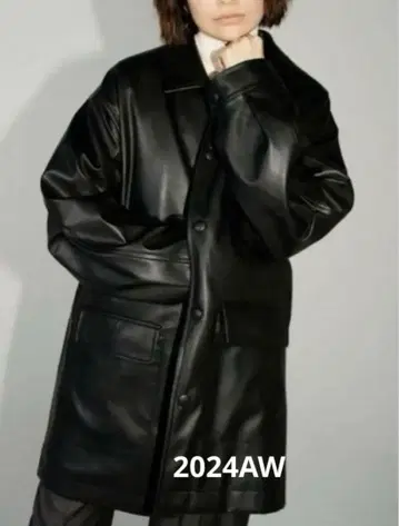 beams 빔즈 인조 가죽 하프 코트