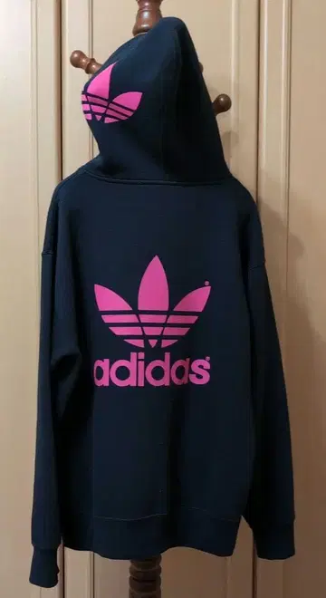 adidas 후드 부착 집업 후드티 네이비/핑크 맨투맨