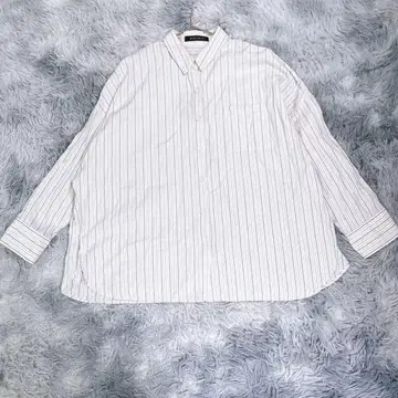 BLISS POINT [ M ] 7부 소매 셔츠 화이트 스트라이프 여성용